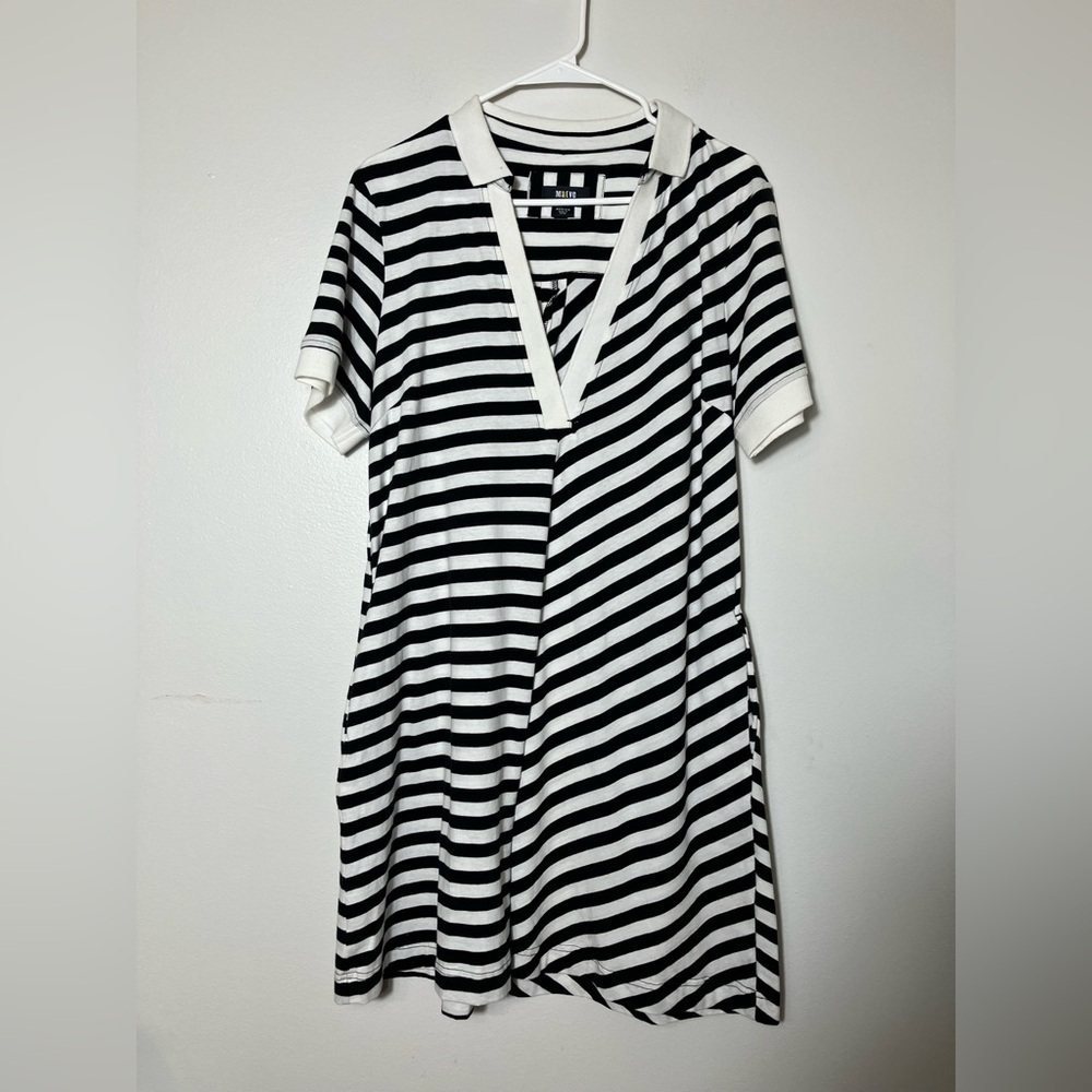 Anthropologie Maeve T-shirt Dress M Black/white‎ Striped Casual Cotton Midi